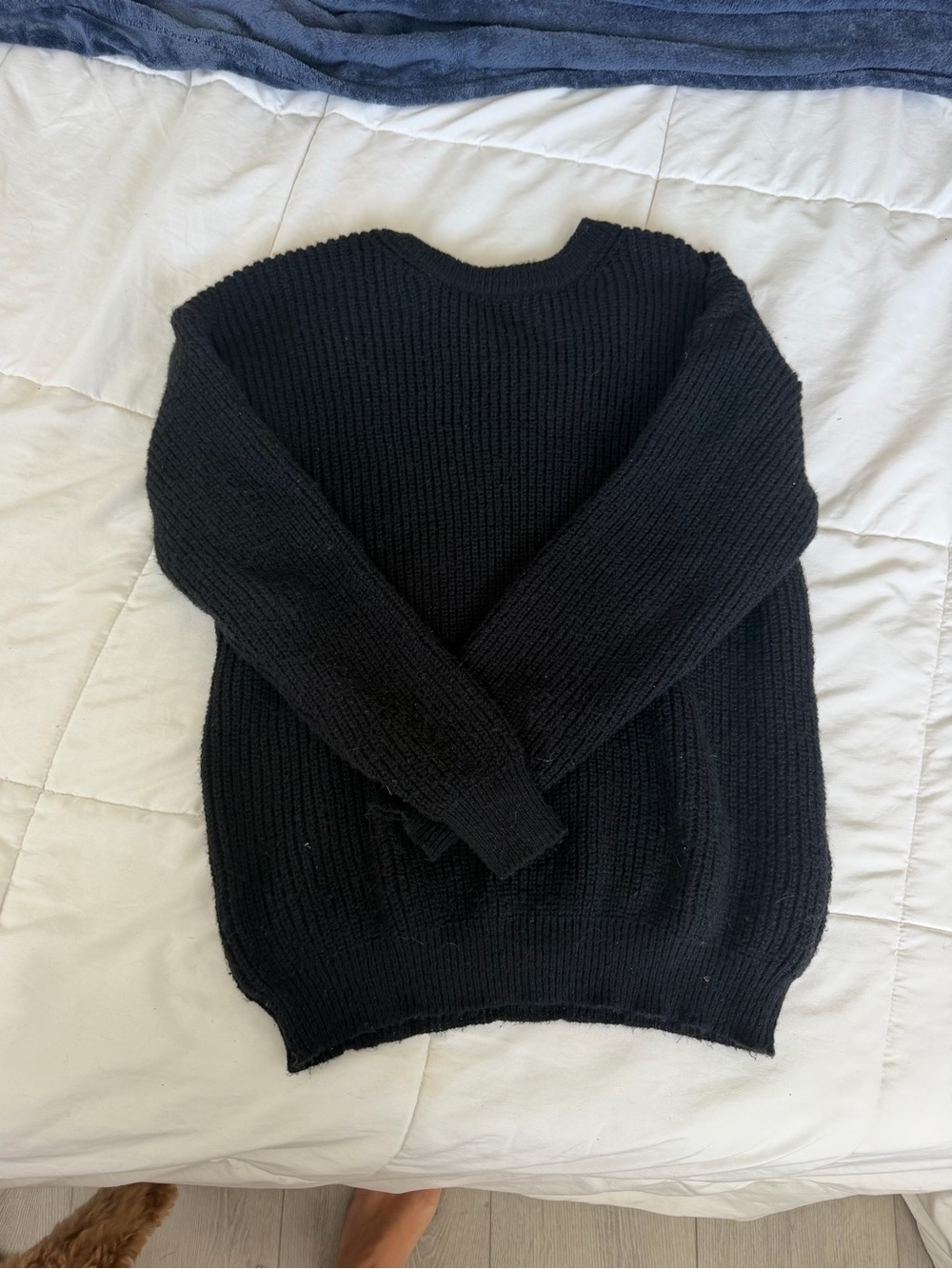 SHEIN Black Ribbed Crewneck Sweater